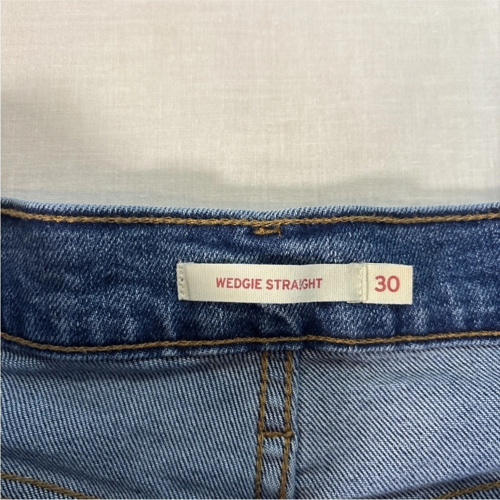 Levi’s Jeans Womens 30 Blue Wedgie Straight High Rise Denim Medium Wash - Picture 4 of 11